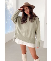 ALEXIA STAM | Contrast Stitch Knit Top/コントラストステッチニットトップ(ニット/セーター)