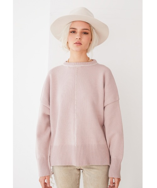 ALEXIA STAM(アリシアスタン)の「Contrast Stitch Knit Top/コントラストステッチニットトップ(ニット/セーター・レディース・アイボリー/グリーン系その他/ピンク系その他・FREE)」の3枚目の写真