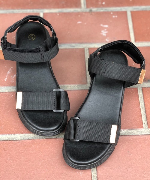 Noubel Voug Relax（ヌーベルヴォーグリラックス）の「ダブルベルト厚底スポーツサンダルｍ206（サンダル・レディース・ブラック×ブラック・S/M/L/LL）」の5枚目の写真
