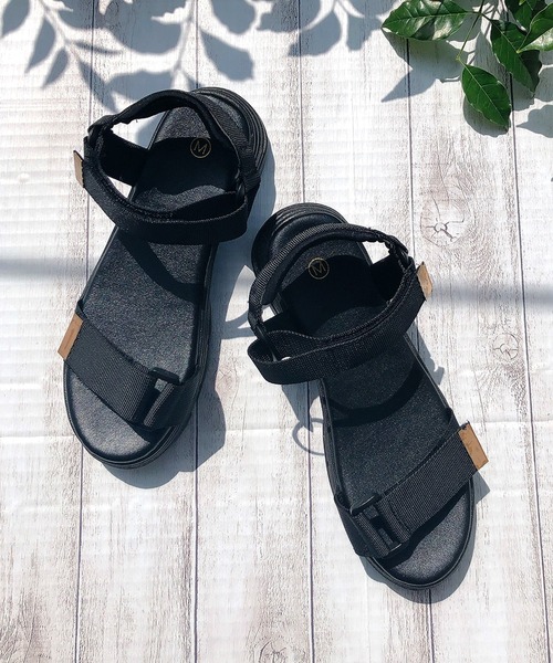 Noubel Voug Relax（ヌーベルヴォーグリラックス）の「ダブルベルト厚底スポーツサンダルｍ206（サンダル・レディース・ブラック×ブラック・S/M/L/LL）」の9枚目の写真