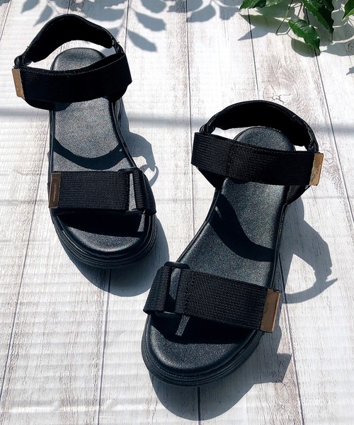 Noubel Voug Relax（ヌーベルヴォーグリラックス）の「ダブルベルト厚底スポーツサンダルｍ206（サンダル・レディース・ブラック×ブラック・S/M/L/LL）」の12枚目の写真