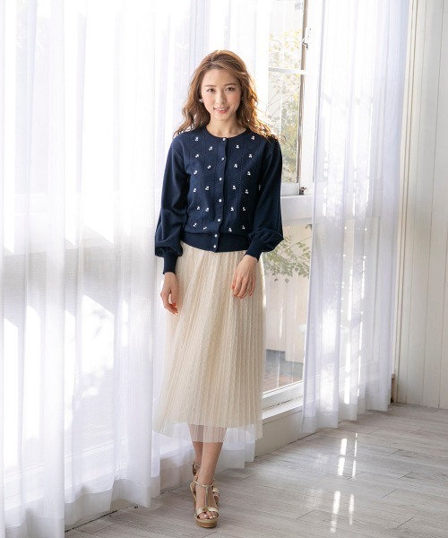 ストライプフリルチュールスカート