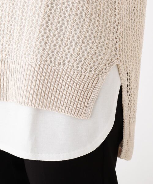 SHOO・LA・RUE（シューラルー）の「◆【S-3L/2点セット】麻タッチ透かし切替ベスト＋インナー（ベスト・レディース・チャコールグレー/オフホワイト/ライトオレンジ系・01/02/03/04/05）」の9枚目の写真