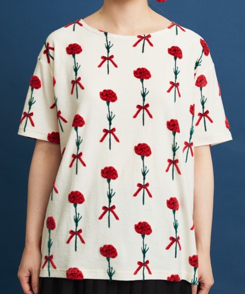 eiπe （イーペ）の「eiπe カーネーションジャカード　半袖プルオーバー（Tシャツ/カットソー・レディース・レッド/ブルー・FREE）」の12枚目の写真