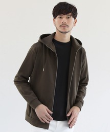 TCダンボールストレッチハイネックジップパーカー