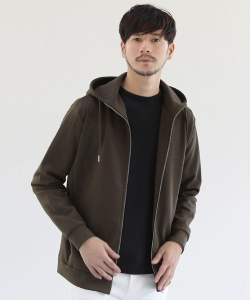 LIL VENDARS(リルヴェンダース)の「TCダンボールストレッチハイネックジップパーカー(パーカー・メンズ・アッシュグレー/ベージュ/ブラウン/杢グレー/ホワイト/ブラック/ネイビー/ブルーグレー/チャコール・S/M/L/XL)」の7枚目の写真