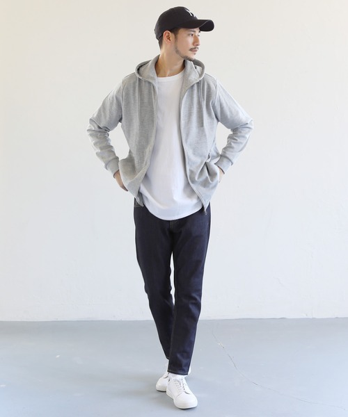LIL VENDARS(リルヴェンダース)の「TCダンボールストレッチハイネックジップパーカー(パーカー・メンズ・アッシュグレー/ベージュ/ブラウン/杢グレー/ホワイト/ブラック/ネイビー/ブルーグレー/チャコール・S/M/L/XL)」の17枚目の写真