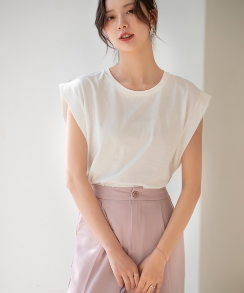 SAISON DE PAPILLON（セゾンドパピヨン）の「【綿100％】バックスリットキャップスリーブカットソー（Tシャツ/カットソー・レディース・ブラック/ホワイト/ブルー/ベージュ・L/M/S）」の18枚目の写真