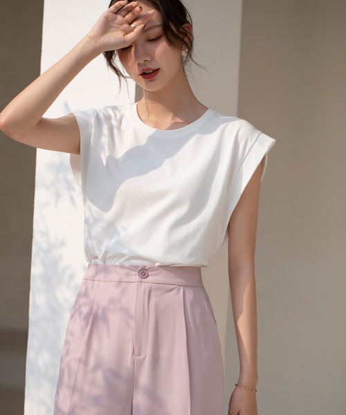 SAISON DE PAPILLON（セゾンドパピヨン）の「【綿100％】バックスリットキャップスリーブカットソー（Tシャツ/カットソー・レディース・ブラック/ホワイト/ブルー/ベージュ・L/M/S）」の5枚目の写真