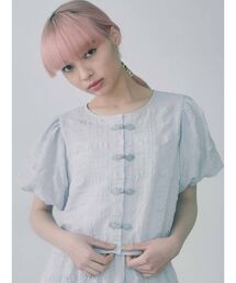 merry jenny | パフスリーブチャイナブラウス【セットアップ着用可能】(シャツ/ブラウス)