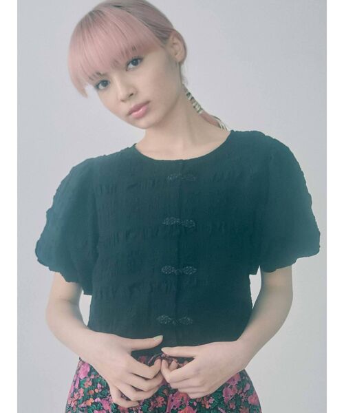 merry jenny（メリージェニー）の「パフスリーブチャイナブラウス【セットアップ着用可能】（シャツ/ブラウス・レディース・ライトブルー/ブラック/アイボリー・FREE）」の3枚目の写真