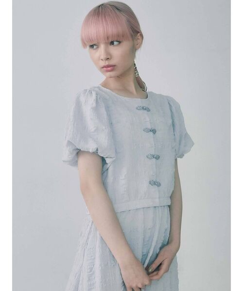 merry jenny（メリージェニー）の「パフスリーブチャイナブラウス【セットアップ着用可能】（シャツ/ブラウス・レディース・ライトブルー/ブラック/アイボリー・FREE）」の15枚目の写真