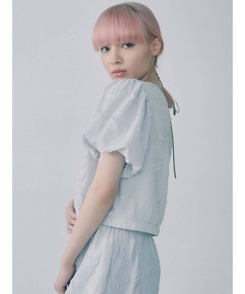 merry jenny（メリージェニー）の「パフスリーブチャイナブラウス【セットアップ着用可能】（シャツ/ブラウス・レディース・ライトブルー/ブラック/アイボリー・FREE）」の12枚目の写真