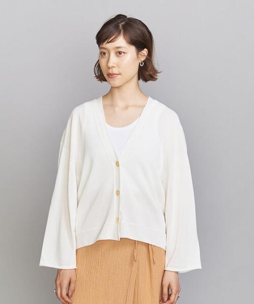 BEAUTY&YOUTH UNITED ARROWS（ビューティーアンドユースユナイテッドアローズ）の「BY 14GショートVネックワイドスリーブカーディガン -ウォッシャブル-（カーディガン/ボレロ・レディース・ブラック/オフホワイト/ライム・FREE）」の11枚目の写真