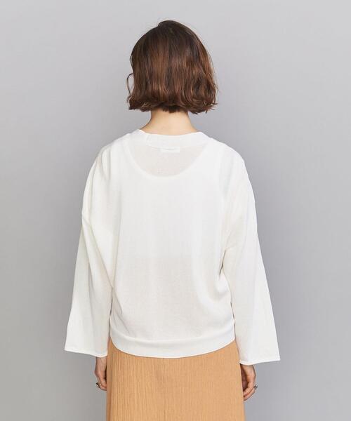 BEAUTY&YOUTH UNITED ARROWS（ビューティーアンドユースユナイテッドアローズ）の「BY 14GショートVネックワイドスリーブカーディガン -ウォッシャブル-（カーディガン/ボレロ・レディース・ブラック/オフホワイト/ライム・FREE）」の7枚目の写真