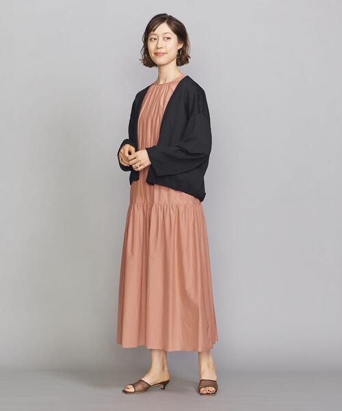 BEAUTY&YOUTH UNITED ARROWS（ビューティーアンドユースユナイテッドアローズ）の「BY 14GショートVネックワイドスリーブカーディガン -ウォッシャブル-（カーディガン/ボレロ・レディース・ブラック/オフホワイト/ライム・FREE）」の4枚目の写真