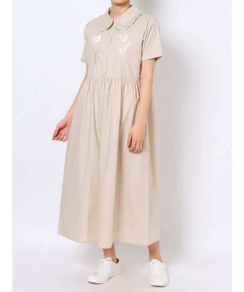 merry jenny（メリージェニー）の「二輪のtulip半袖ワンピース（ワンピース・レディース・ライトブルー/ベージュ/オフホワイト・FREE）」の4枚目の写真