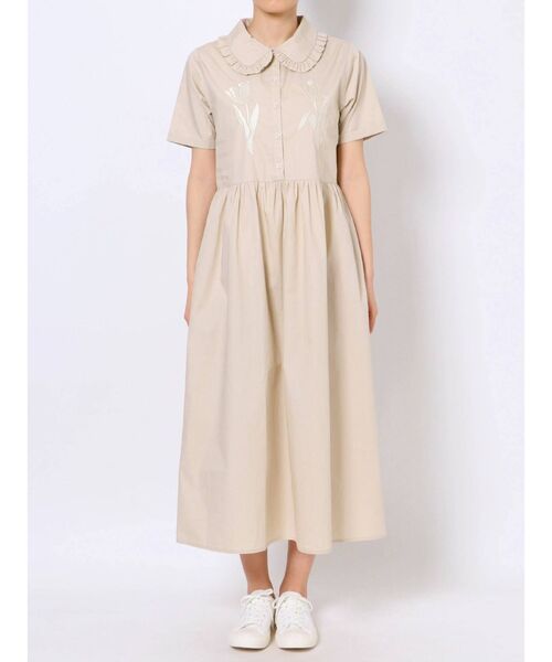 merry jenny（メリージェニー）の「二輪のtulip半袖ワンピース（ワンピース・レディース・ライトブルー/ベージュ/オフホワイト・FREE）」の7枚目の写真