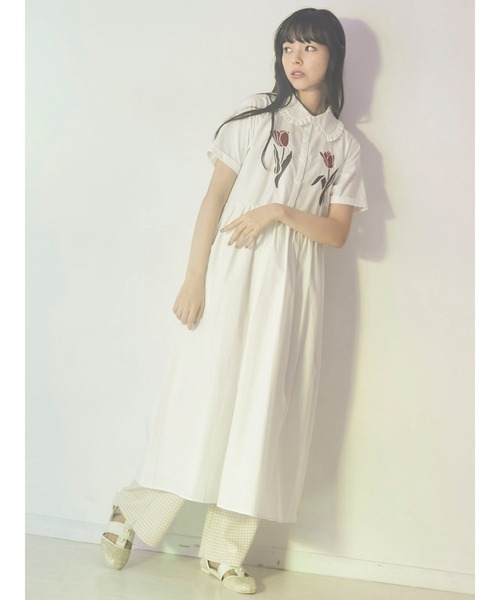 merry jenny（メリージェニー）の「二輪のtulip半袖ワンピース（ワンピース・レディース・ライトブルー/ベージュ/オフホワイト・FREE）」の17枚目の写真