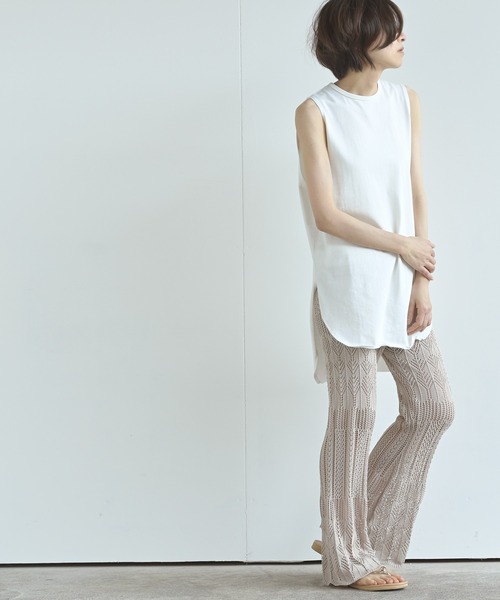 rps(アールピーエス)の「透かし編みニットフレアーパンツ(その他パンツ・レディース・グリーン/グレイッシュベージュ/ブラック・M)」の6枚目の写真