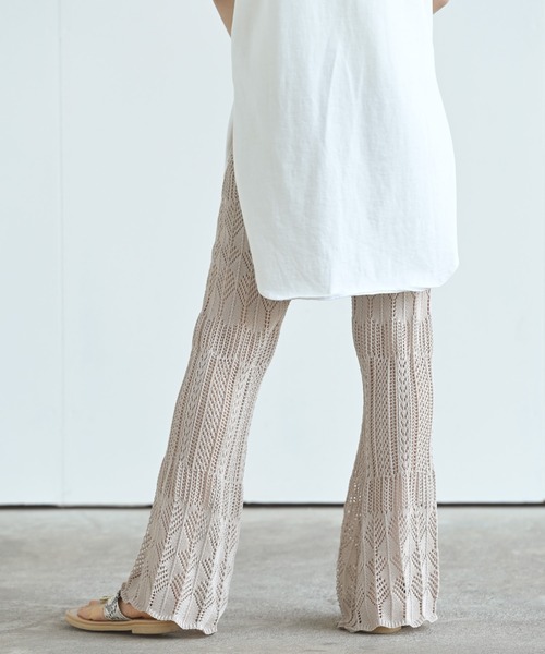 rps(アールピーエス)の「透かし編みニットフレアーパンツ(その他パンツ・レディース・グリーン/グレイッシュベージュ/ブラック・M)」の9枚目の写真