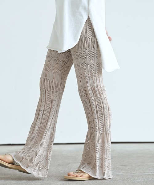 rps(アールピーエス)の「透かし編みニットフレアーパンツ(その他パンツ・レディース・グリーン/グレイッシュベージュ/ブラック・M)」の12枚目の写真