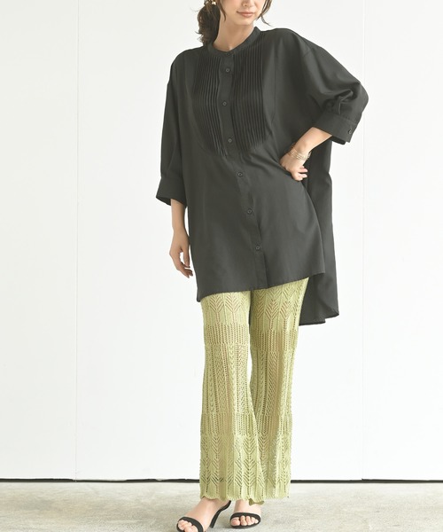 rps(アールピーエス)の「透かし編みニットフレアーパンツ(その他パンツ・レディース・グリーン/グレイッシュベージュ/ブラック・M)」の14枚目の写真