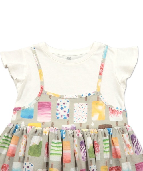 Design Tshirts Store graniph(デザイン ティーシャツ ストア グラニフ)の「ヴァリアスアイスクリーム|キッズレイヤードワンピース(ワンピース・キッズ・オフホワイト・90/130/110)」の5枚目の写真