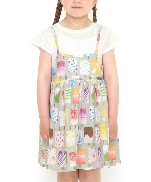 Design Tshirts Store graniph(デザイン ティーシャツ ストア グラニフ)の「ヴァリアスアイスクリーム|キッズレイヤードワンピース(ワンピース・キッズ・オフホワイト・90/130/110)」の7枚目の写真