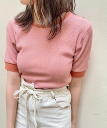 Kastane | 細リブリンガーボーダーTee(Tシャツ/カットソー)