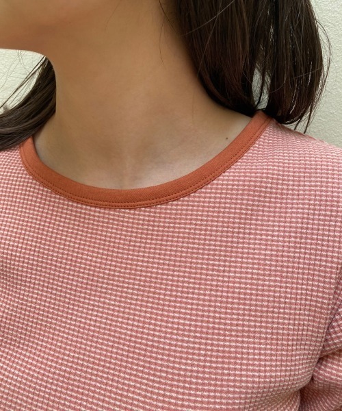 Kastane（カスタネ）の「細リブリンガーボーダーTee（Tシャツ/カットソー・レディース・ライム/ミント/ブルー/ピンク・FREE）」の18枚目の写真