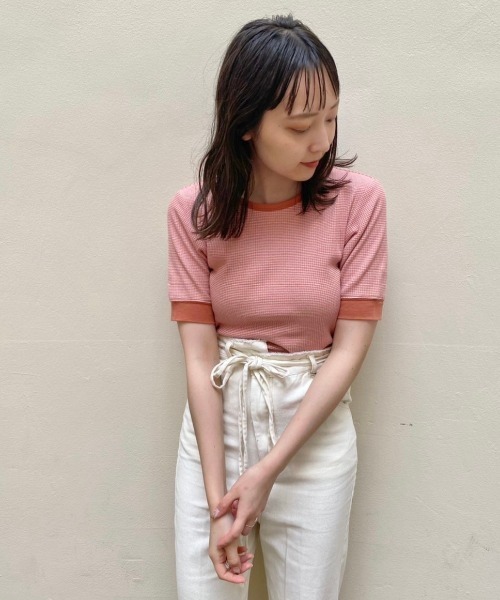 Kastane（カスタネ）の「細リブリンガーボーダーTee（Tシャツ/カットソー・レディース・ライム/ミント/ブルー/ピンク・FREE）」の12枚目の写真