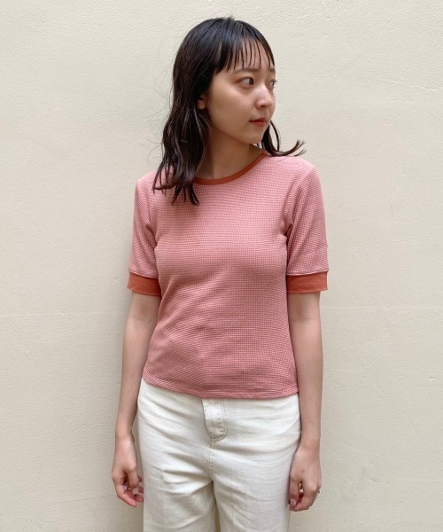 Kastane（カスタネ）の「細リブリンガーボーダーTee（Tシャツ/カットソー・レディース・ライム/ミント/ブルー/ピンク・FREE）」の13枚目の写真