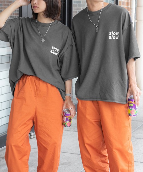 PairPair（ペアペア）の「アソートパイルTシャツ（ユニセックス）（Tシャツ/カットソー・レディース・ネイビー/オレンジ/グリーン/アイボリー/オートミール/スミクロ・FREE）」の2枚目の写真