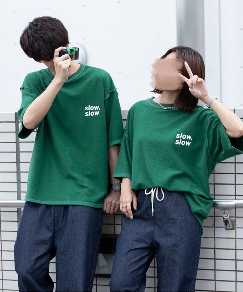 PairPair（ペアペア）の「アソートパイルTシャツ（ユニセックス）（Tシャツ/カットソー・レディース・ネイビー/オレンジ/グリーン/アイボリー/オートミール/スミクロ・FREE）」の4枚目の写真
