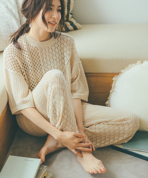 GLOBAL WORK（グローバルワーク）の「透かし編みニットパンツ/951736