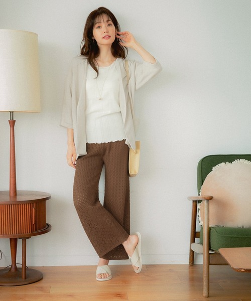 GLOBAL WORK（グローバルワーク）の「透かし編みニットパンツ/951736（その他パンツ・レディース・ブラック/オフホワイト/ダークブラウン・MEDIUM/LARGE）」の8枚目の写真