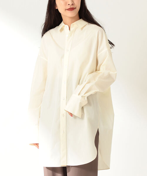Demi-Luxe BEAMS（デミルクス ビームス）の「Demi-Luxe BEAMS / ブロード ロングシャツ（シャツ/ブラウス・レディース・オフホワイト/ブルー・38/36）」の13枚目の写真