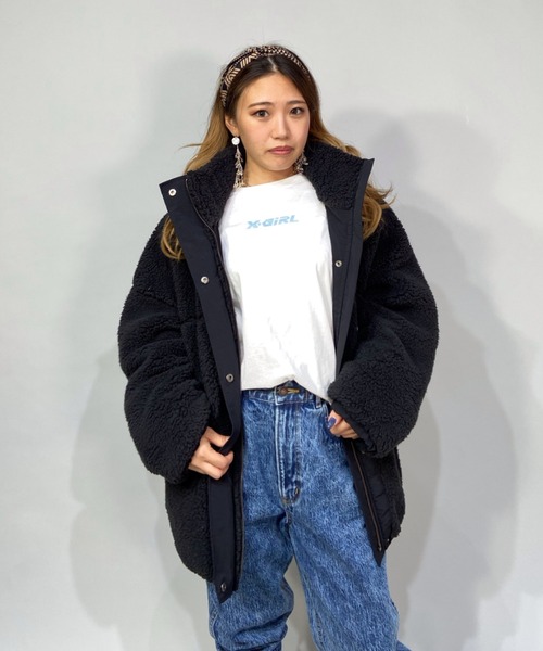 ROXY(ロキシー)の「ROXY/ロキシー ビッグシルエット ボアジャケット RZP214053(その他アウター・レディース・ホワイト/ベージュ/ブラック・L/M)」の2枚目の写真