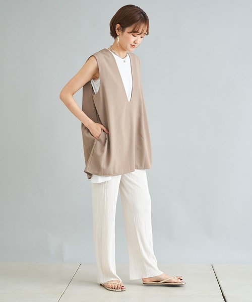 DouDou(ドゥドゥ)の「ショルダータックベスト AW(ベスト・レディース・ベージュ/ブラック・FREE)」の12枚目の写真