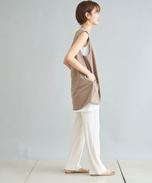 DouDou(ドゥドゥ)の「ショルダータックベスト AW(ベスト・レディース・ベージュ/ブラック・FREE)」の19枚目の写真