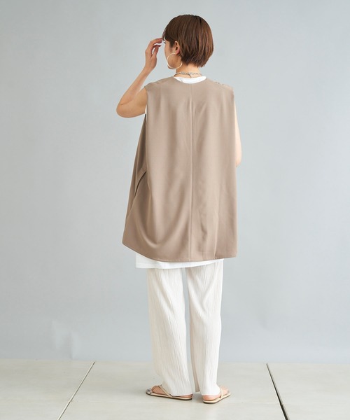 DouDou(ドゥドゥ)の「ショルダータックベスト AW(ベスト・レディース・ベージュ/ブラック・FREE)」の7枚目の写真