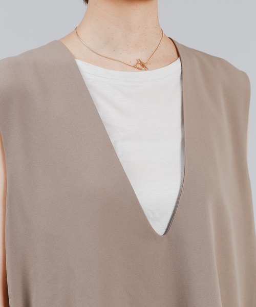 DouDou(ドゥドゥ)の「ショルダータックベスト AW(ベスト・レディース・ベージュ/ブラック・FREE)」の21枚目の写真