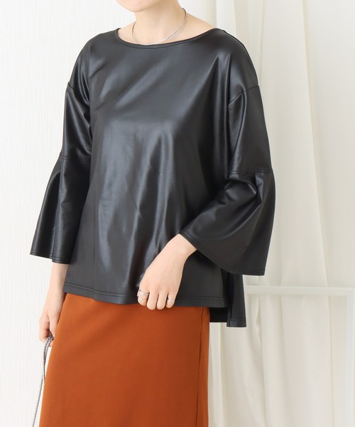 libelle more（リベル モア）の「フェイクレザーライクカットソー（Tシャツ/カットソー・レディース・ブラック/ベージュ/ブラウン/カーキ・M/L）」の13枚目の写真