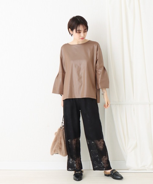 libelle more（リベル モア）の「フェイクレザーライクカットソー（Tシャツ/カットソー・レディース・ブラック/ベージュ/ブラウン/カーキ・M/L）」の17枚目の写真