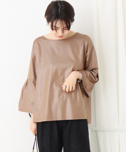 libelle more（リベル モア）の「フェイクレザーライクカットソー（Tシャツ/カットソー・レディース・ブラック/ベージュ/ブラウン/カーキ・M/L）」の10枚目の写真