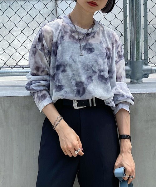 PAGEBOY（ページボーイ）の「タイダイシアーBIGプルオーバー（Tシャツ/カットソー・レディース・グレー系その他/グリーン系その他/ラベンダー・FREE）」の2枚目の写真