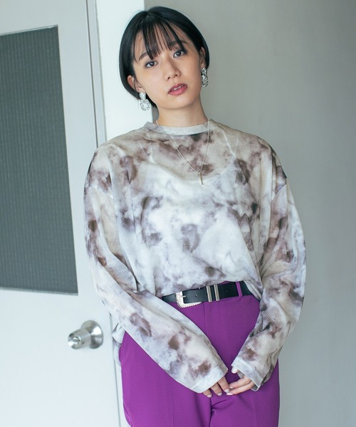 PAGEBOY（ページボーイ）の「タイダイシアーBIGプルオーバー（Tシャツ/カットソー・レディース・グレー系その他/グリーン系その他/ラベンダー・FREE）」の18枚目の写真