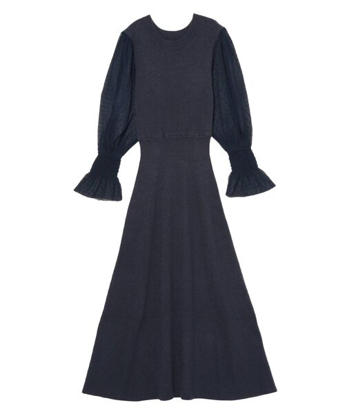 LAGUNAMOON（ラグナムーン）の「ドットシフォンスリーブニットワンピース（ワンピース・レディース・ネイビー/アイボリー・SMALL/MEDIUM）」の12枚目の写真