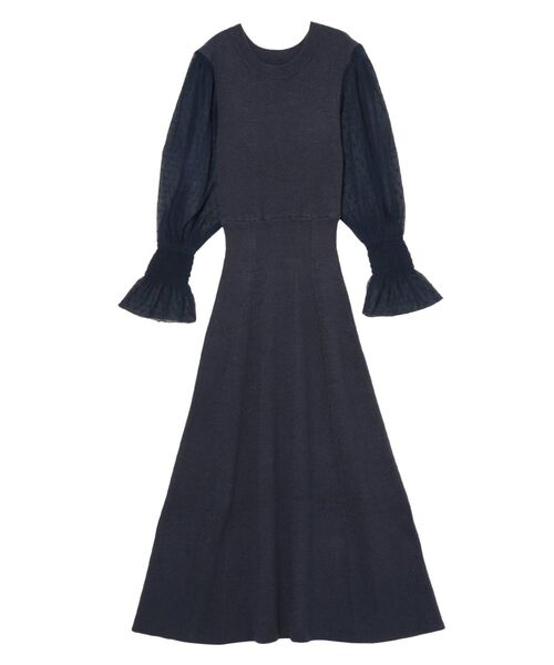 LAGUNAMOON（ラグナムーン）の「ドットシフォンスリーブニットワンピース（ワンピース・レディース・ネイビー/アイボリー・SMALL/MEDIUM）」の15枚目の写真
